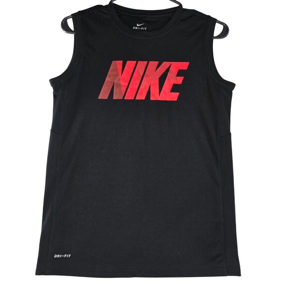 Nike Dri-Fit Boys Athletic Tank Top Black/Red Size L - Picture 1 of 10